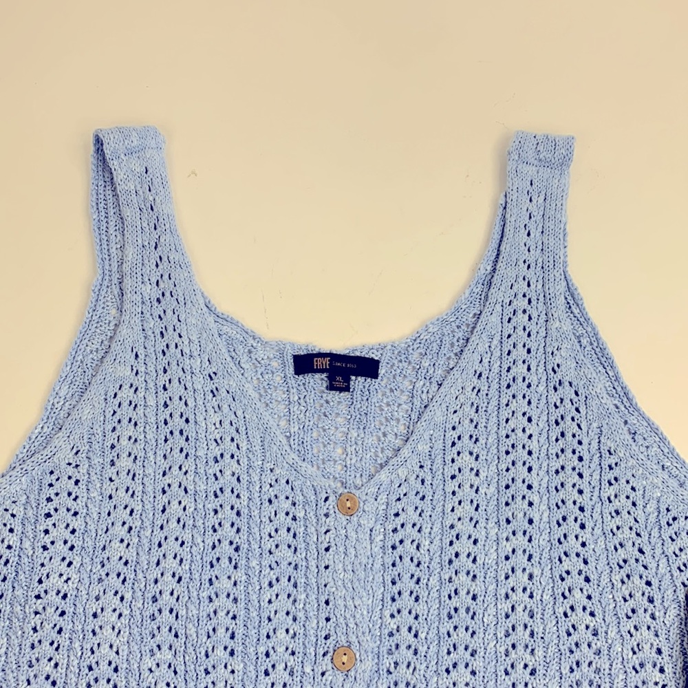 Frye Knit Tank Top XL Slate Blue Button Up New NWT - Picture 7 of 12